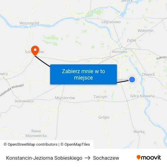 Konstancin-Jeziorna Sobieskiego to Sochaczew map
