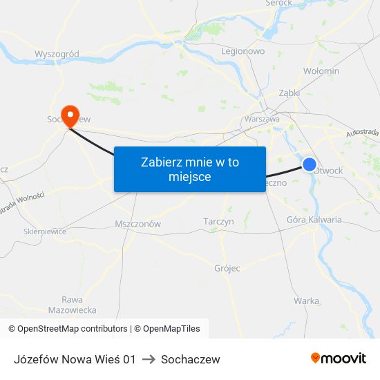 Józefów Nowa Wieś to Sochaczew map