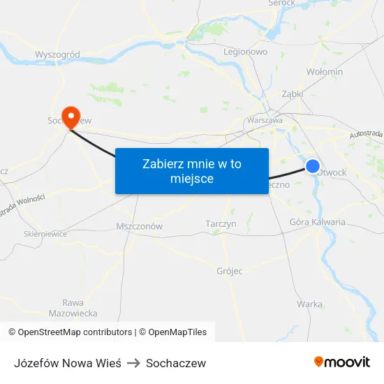 Józefów Nowa Wieś to Sochaczew map