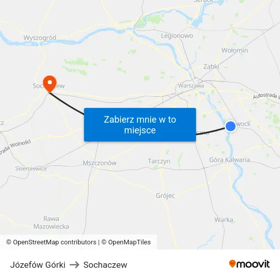 Józefów Górki to Sochaczew map
