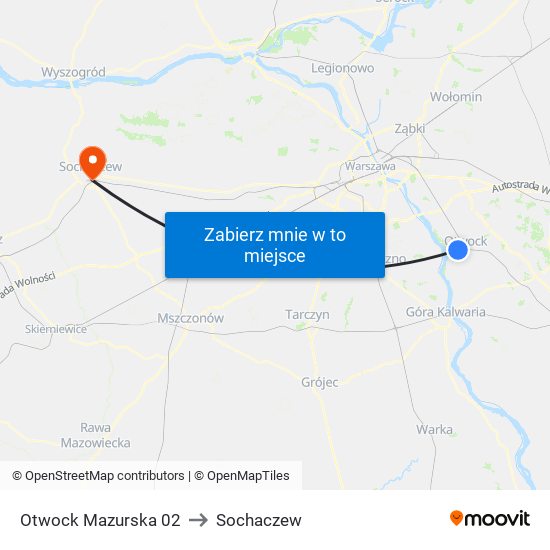 Otwock Mazurska 02 to Sochaczew map