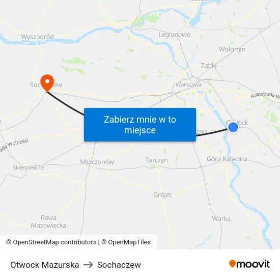 Otwock Mazurska to Sochaczew map