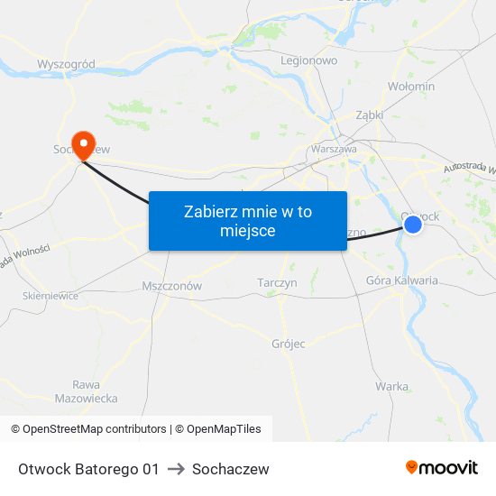 Otwock Batorego 01 to Sochaczew map