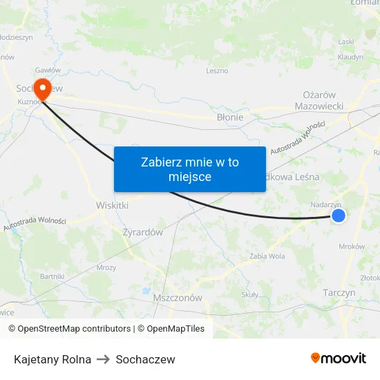 Kajetany Rolna to Sochaczew map