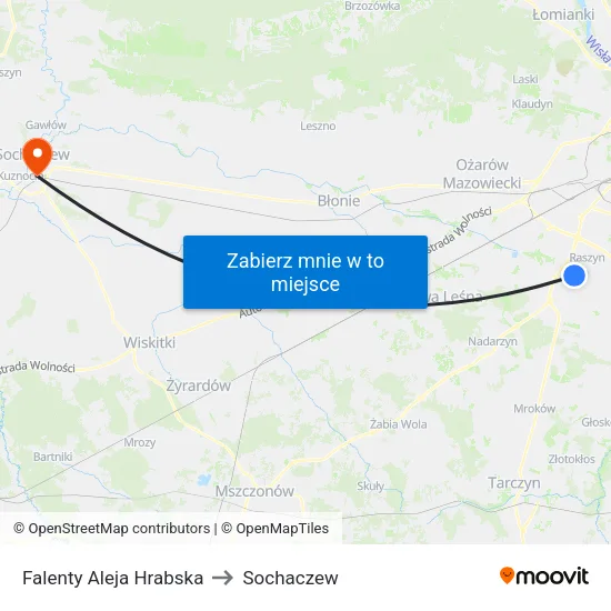 Falenty Aleja Hrabska to Sochaczew map
