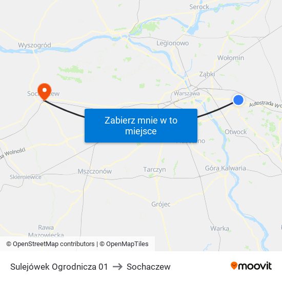 Sulejówek Ogrodnicza 01 to Sochaczew map