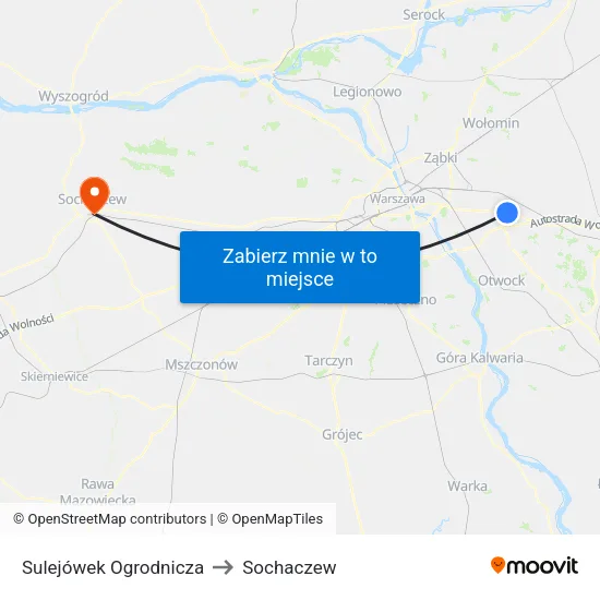 Sulejówek Ogrodnicza to Sochaczew map