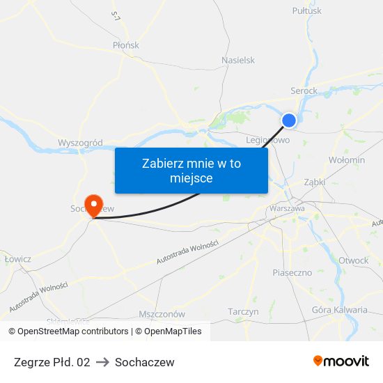 Zegrze Płd. 02 to Sochaczew map