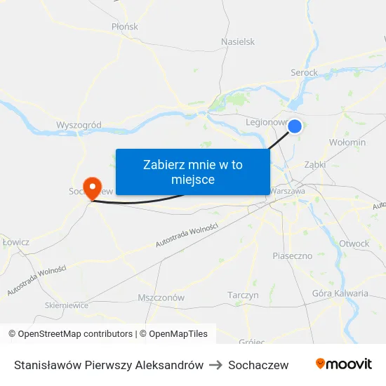 Stanisławów Pierwszy Aleksandrów to Sochaczew map