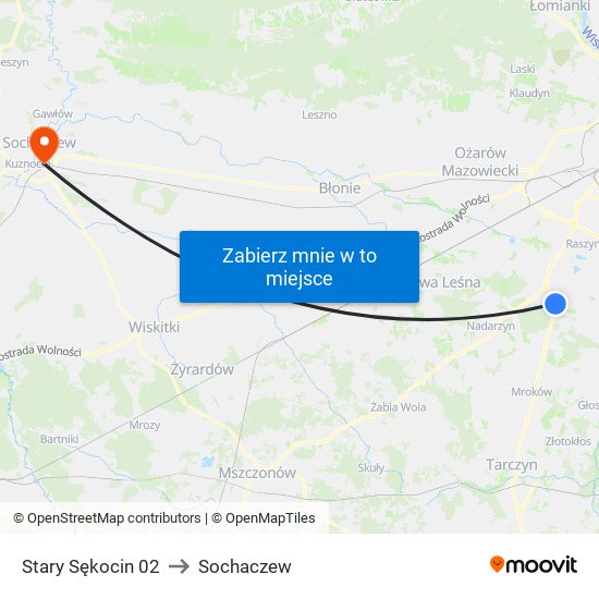 Stary Sękocin 02 to Sochaczew map