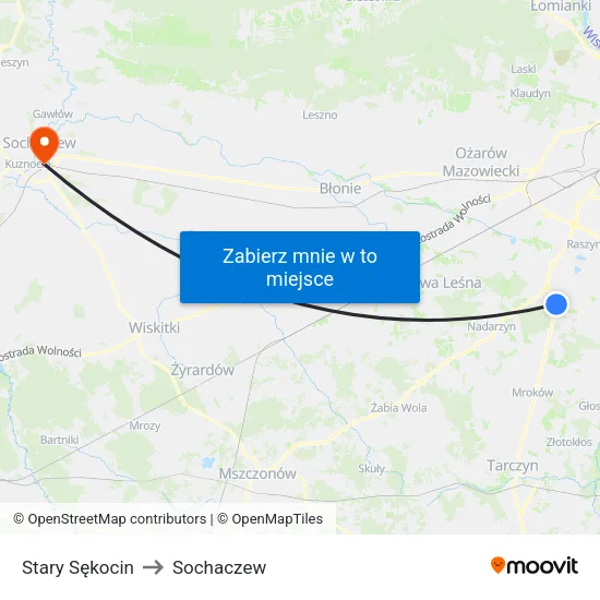 Stary Sękocin to Sochaczew map