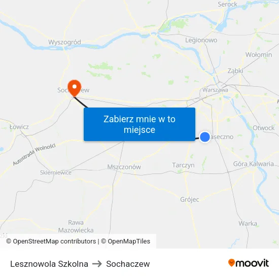 Lesznowola Szkolna to Sochaczew map