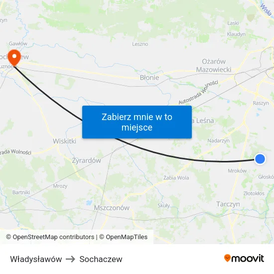 Władysławów to Sochaczew map