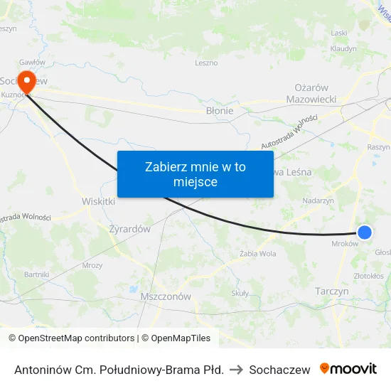 Antoninów Cm. Południowy - Brama Płd. to Sochaczew map