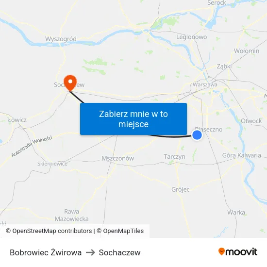 Bobrowiec Żwirowa to Sochaczew map