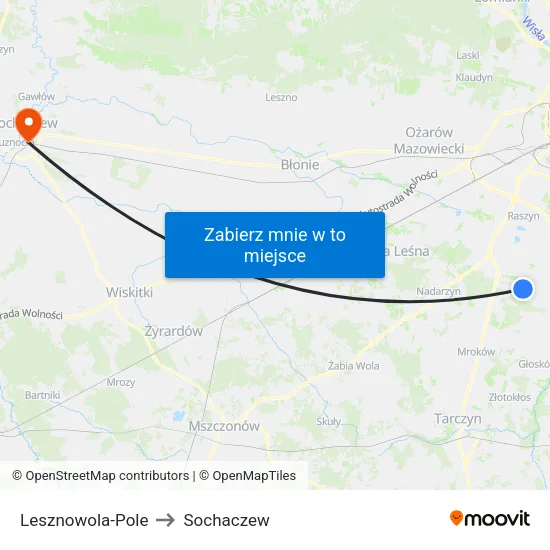 Lesznowola - Pole to Sochaczew map