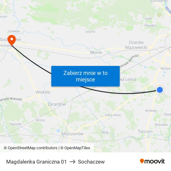 Magdalenka Graniczna 01 to Sochaczew map