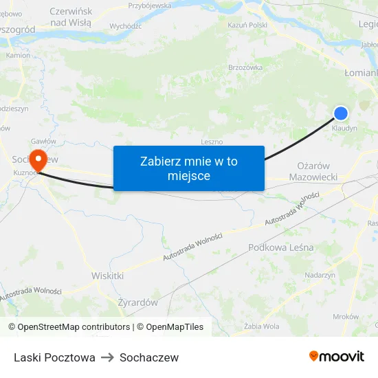 Laski Pocztowa to Sochaczew map
