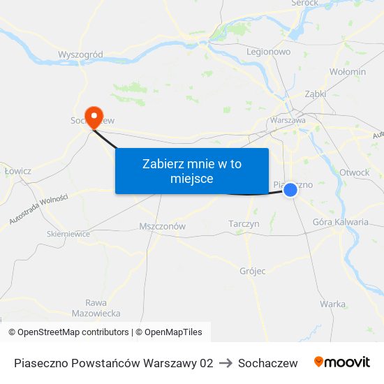 Piaseczno Powstańców Warszawy 02 to Sochaczew map