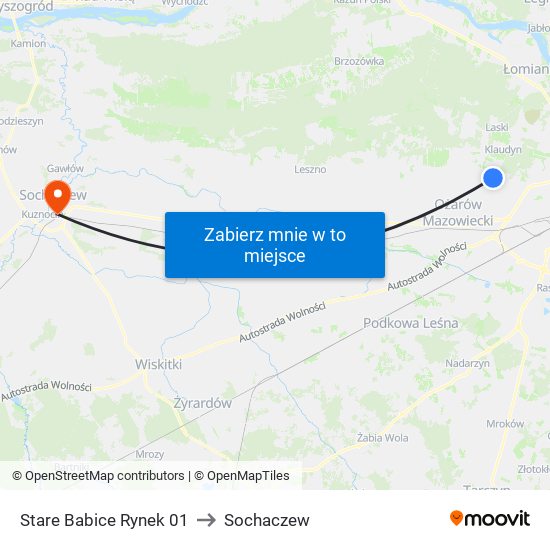 Stare Babice Rynek 01 to Sochaczew map