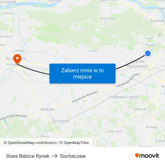 Stare Babice Rynek to Sochaczew map
