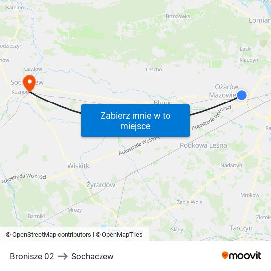 Bronisze 02 to Sochaczew map