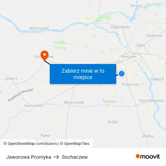 Jaworowa Promyka to Sochaczew map