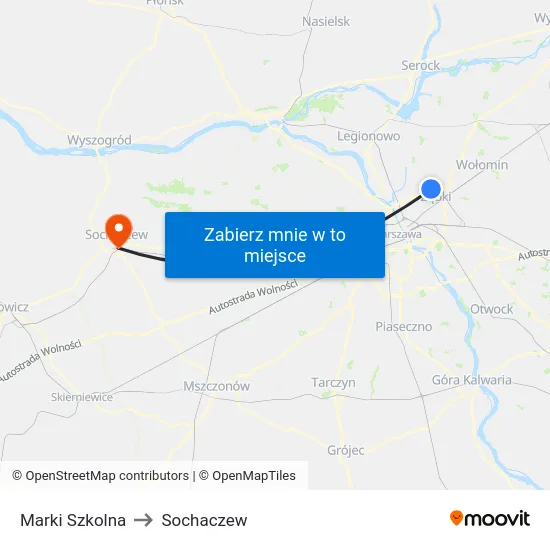 Marki Szkolna to Sochaczew map