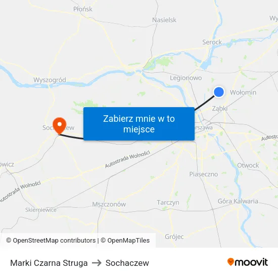 Marki Czarna Struga to Sochaczew map