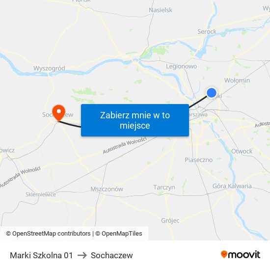 Marki Szkolna to Sochaczew map