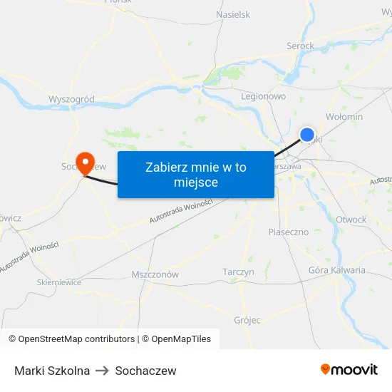 Marki Szkolna to Sochaczew map