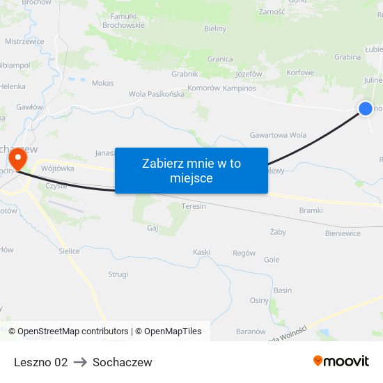 Leszno 02 to Sochaczew map