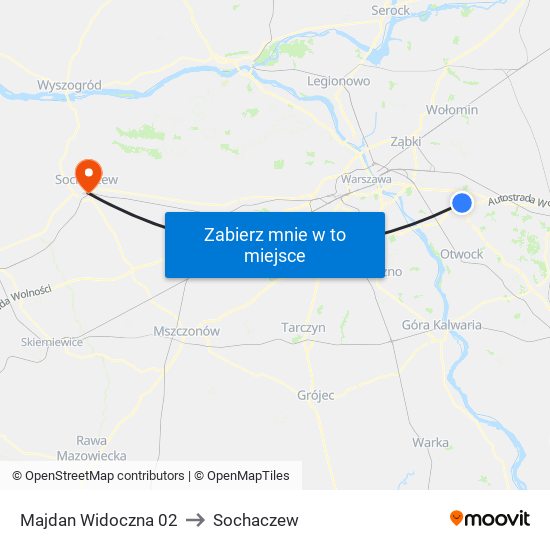 Majdan Widoczna 02 to Sochaczew map