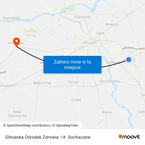 Glinianka Ośrodek Zdrowia to Sochaczew map