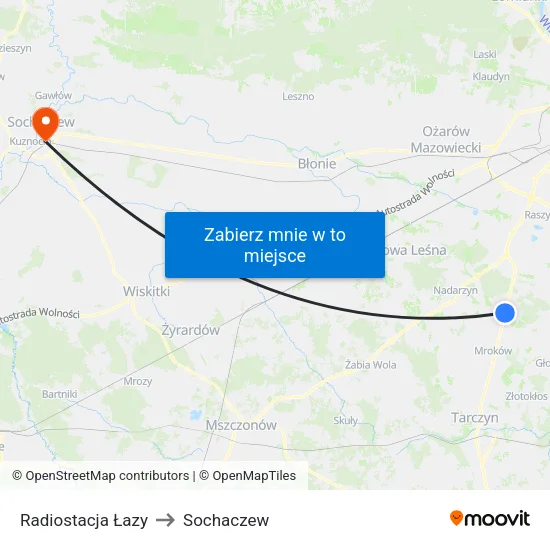 Radiostacja Łazy to Sochaczew map