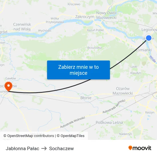 Jabłonna Pałac to Sochaczew map