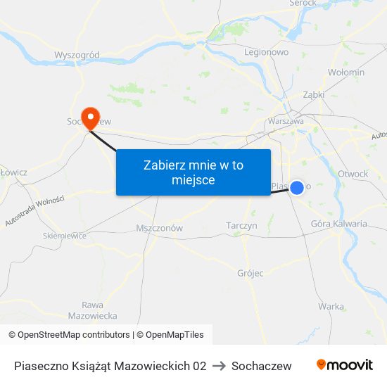 Piaseczno Książąt Mazowieckich 02 to Sochaczew map