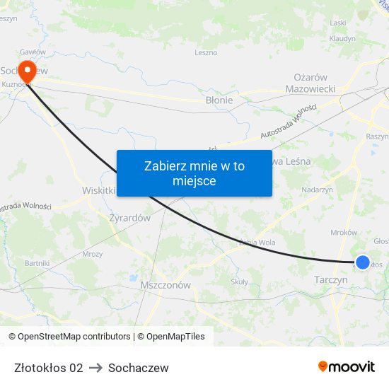 Złotokłos 02 to Sochaczew map