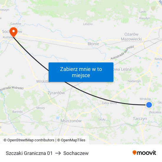 Szczaki Graniczna 01 to Sochaczew map