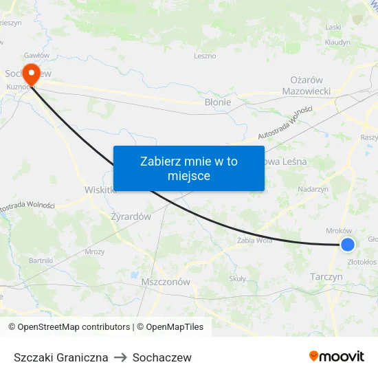 Szczaki Graniczna to Sochaczew map