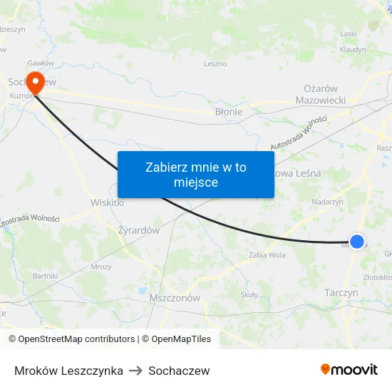 Mroków Leszczynka to Sochaczew map