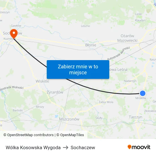Wólka Kosowska Wygoda to Sochaczew map