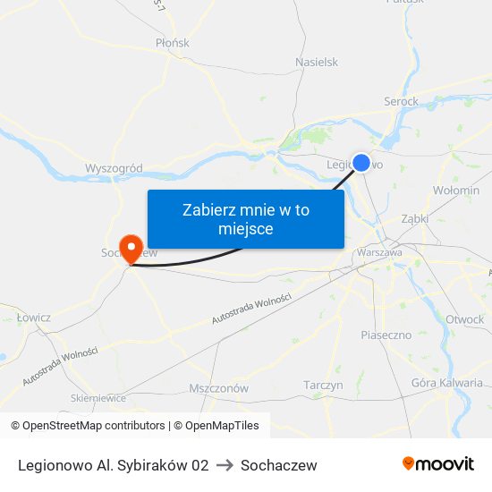 Legionowo Al. Sybiraków 02 to Sochaczew map