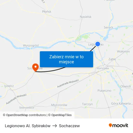 Legionowo Al. Sybiraków to Sochaczew map