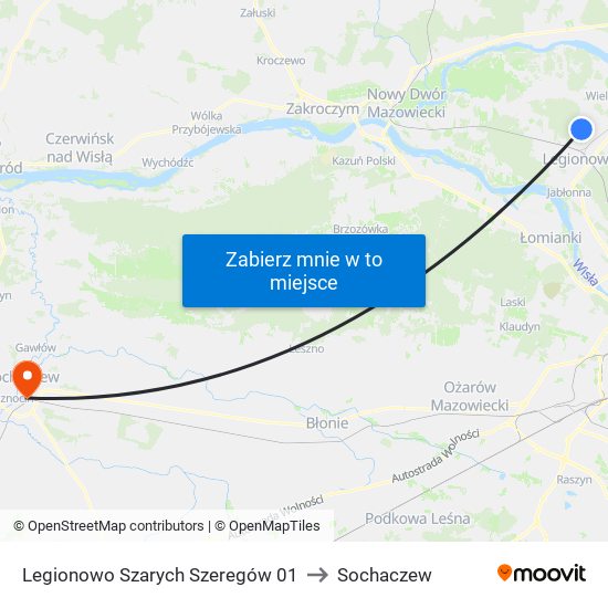 Legionowo Szarych Szeregów 01 to Sochaczew map