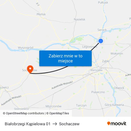 Białobrzegi Kąpielowa 01 to Sochaczew map