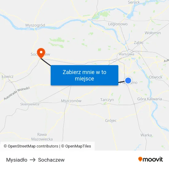 Mysiadło to Sochaczew map