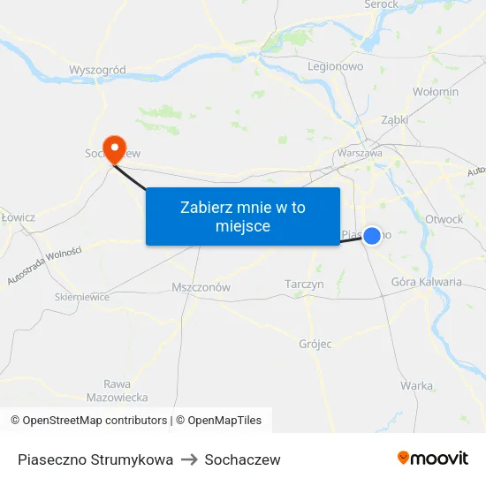 Piaseczno Strumykowa to Sochaczew map
