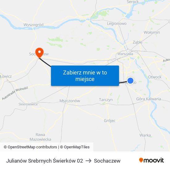 Julianów Srebrnych Świerków 02 to Sochaczew map