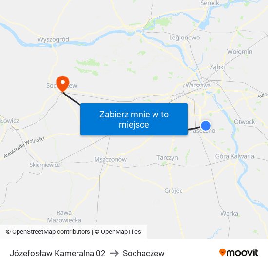 Józefosław Kameralna 02 to Sochaczew map